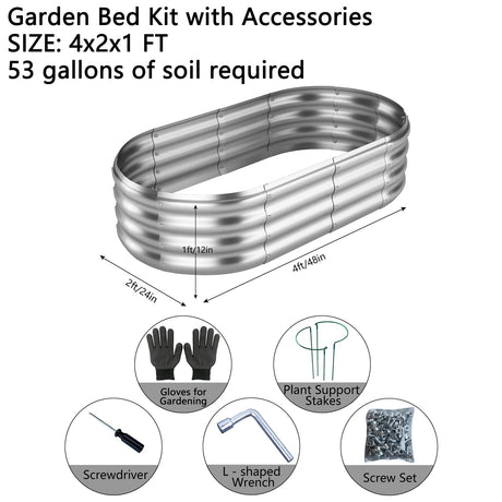 ZFHgarden Raised Garden Bed, 4x2x1ft Raised Beds for Gardening Outdoor for Vegetables Flowers Ground Planter Box，Galvanized Raised Garden Beds ZFHgarden