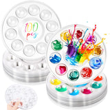 AmazingSpark 100 Pcs Paint Tray Palettes 5.5 in Clear Disposable Round Plastic Paint Palette Watercolor Craft Supplies for Art Class, Halloween Painting Party, DIY Craft, Birthday Party AmazingSpark
