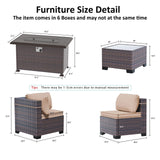 ASJMR Outdoor Patio Furniture Set with Fire Pit Table, 10 Pieces Outdoor Furniture Set Patio Sectional Sofa w/43in Propane Fire Pit, PE Wicker Rattan Patio Conversation Sets - Brown ASJMR