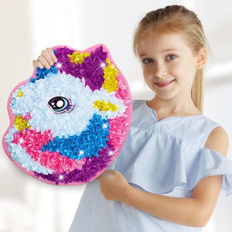 whatstem Plush Craft Unicorn Pillow, DIY Fabric Art Kits for Kids, No Sewing, Make Your Own Unicorn Pillow, Kids Creative Learning Activities, Fun with Bright Colors, Plush Animal Decompression Toys whatstem
