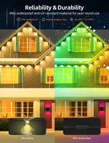 APPECK Permanent Outdoor Lights 100ft with 72 LEDs, DIY Scene Modes, Smart RGBW String Lights Waterproof, App/Remote Control for Christmas, Holidays, Alexa/Google Assistant Compatible, Black APPECK