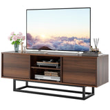HAIOOU TV Stand for 50 55 Inch TV, Modern TV Console Small Entertainment Center with Sturdy Metal Base, Push-to-Open Doors and Soft-Close Hinges for Living Room, Bedroom - Walnut Brown HAIOOU