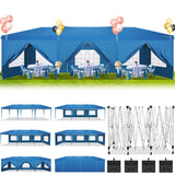 COBIZI 10x30 Canopy Party Tent with 8 Walls 10x30 Pop Up Tent for Parties Waterproof UPF 50+ Outdoor Commercial Event Tent for Party Backyard Gazebo Canopy with Sidewalls & Sandbags(Blue,10x30ft COBIZI