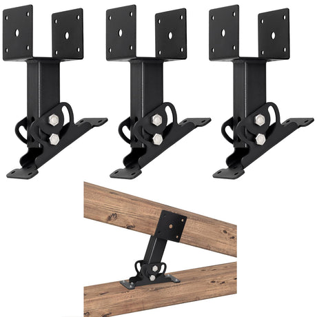 Heavy Duty Roof Riser Brackets Kit, Adjustable Roof Riser Beam Mount Brackets for Roof Pergola Gazebo (Black - Set 3) TPHUC