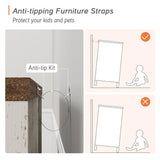 WAMPAT 3 Tier Bookshelf with 3 Drawers, 72" Tall Bookcase Large Farmhouse Display Book Case Shelf with 3-Tier Open Book Shelfs，Library Wood Bookshelves for Living Room,Kitchen, Rustic White WAMPAT