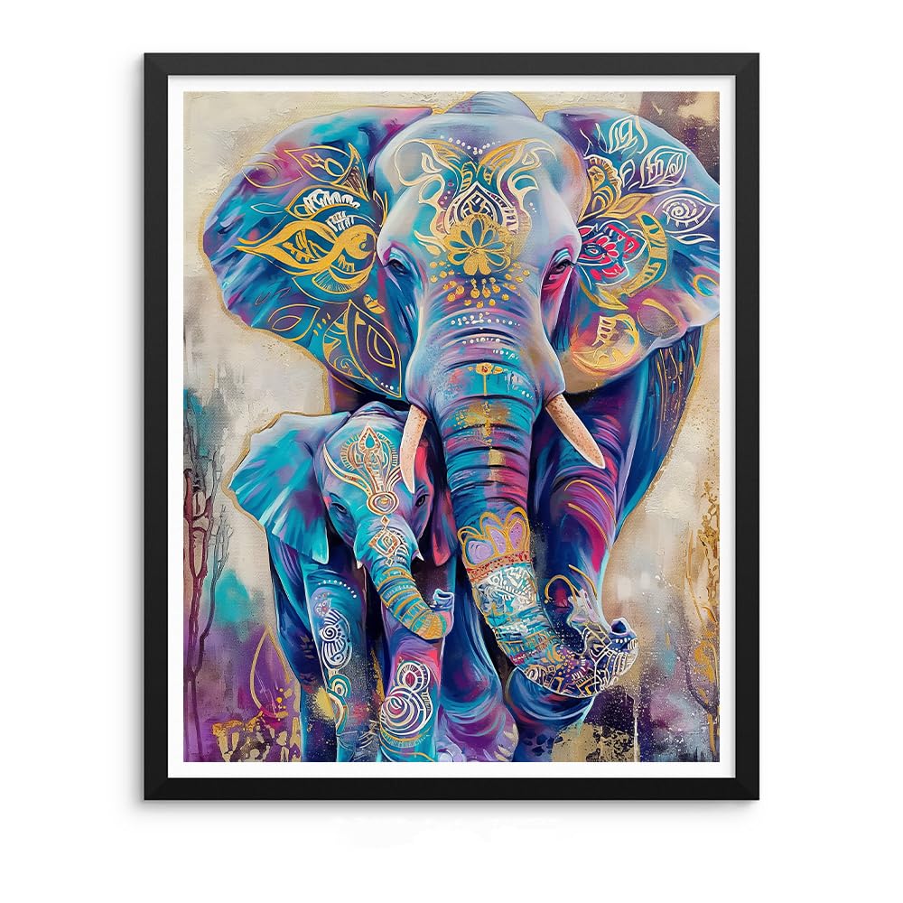Natuyalo Animals Paint by Numbers Kit for Adults - Elephants Family Paint by Number on Canvas Without Frame, DIY Acrylic Painting for Ideal Gift Home Wall Decor (16x20 Inch) Natuyalo