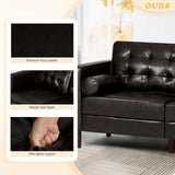 ACMEASE 67" Premium Faux Leather 2-Seater Sofa with 2 Bolster Pillows and Tufted Backrest, Mid-Century Modern Loveseat Sofa, Luxury Couch for Living Room, Bedroom, Office, Dark Brown ACMEASE