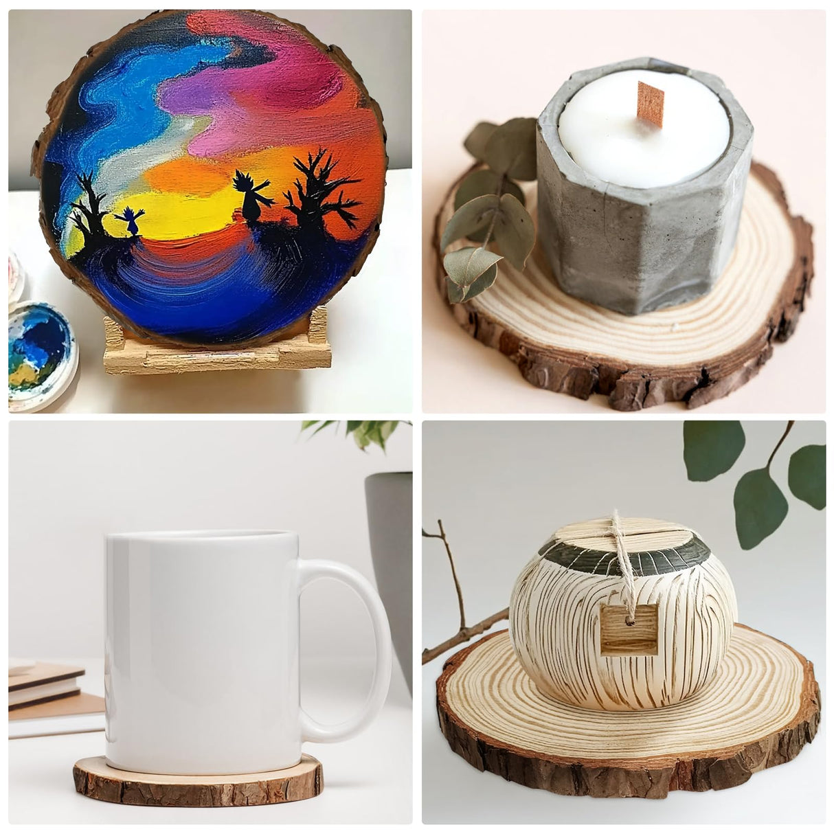 20Pcs Large Unfinished Wood Slices for Centerpieces,5.1-5.5 Inches Wood Centerpieces for Tables,DIY Round Wooden Discs with Tree Bark for Holiday Ornaments,Rustic Wedding (5.1-5.5in) YOIYINI