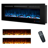 Rodalflame 48 Inches Electric Fireplace Inserts, Recessed and Wall Mounted Fireplace Heater for Indoor Use with Remote Control, 13 Color Flames with Log &Crystal, 9H Timer, 750/1500W RODALFLAME