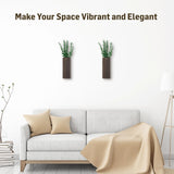 2 Pcs Wood Wall Planters,1.4''x3.3''x9.3''Farmhouse Wall Plant Pocket Vases with Artificial Eucalyptus, Fake Plants Greenery Wall Hanging Decors for Living Room, Bathroom,Bedroom,Office Decoration Lnrueg