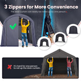 KING BIRD 10' x 15' Heavy Duty Round Style Carport with Roll-up Ventilated Windows，Anti-Snow Car Port Garage Car Tent Car Canopy Outdoor Instant Garage with Reinforced Ground Bars KING BIRD