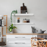 AZSKY Floating Shelves for Wall,White Wall Shelf Natural Wood 16 Inch Bathroom Shelves Over Toilet,Wall Mount Nursery Book Shelves with Invisible Brackets Set of 2 for Bedroom Living Room Kitchen AZSKY