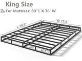Vitverve Box Spring King, 5 Inch High Metal King Size Box Spring Only, Heavy Duty Mattress Foundation with Fabric Cover, Easy Assembly, Quiet Noise Free, Non Slip, Black Vitverve