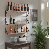 Floating Book Shelves Set of 3, Wall Bookshelf, 33 inch Long Wood Shelf for Wall Storage, Hanging Shelving for Bedroom, Bathroom, Living Room, Kitchen, Office and Plants (Carbonized Black) Senyh