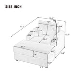 Merax Modern Corduroy Single Sofa with Ottoman, Two USB Ports & Cup Holders, Small Couch with Pillows & Phone Holder for Living Room Green Merax