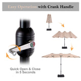 PHI VILLA 15ft Large Patio Umbrella with Base, Double-sided Outdoor Umbrella, Beige PHI VILLA