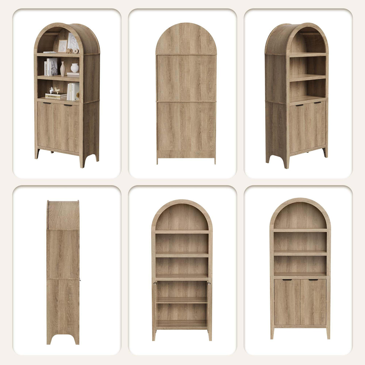 blini 70" Tall Arched Cabinet, Wooden Kitchen Pantry Arched Cabinet with Fluted Doors Versatile Kitchen Hutch Storage Organizer for Dining Room blini