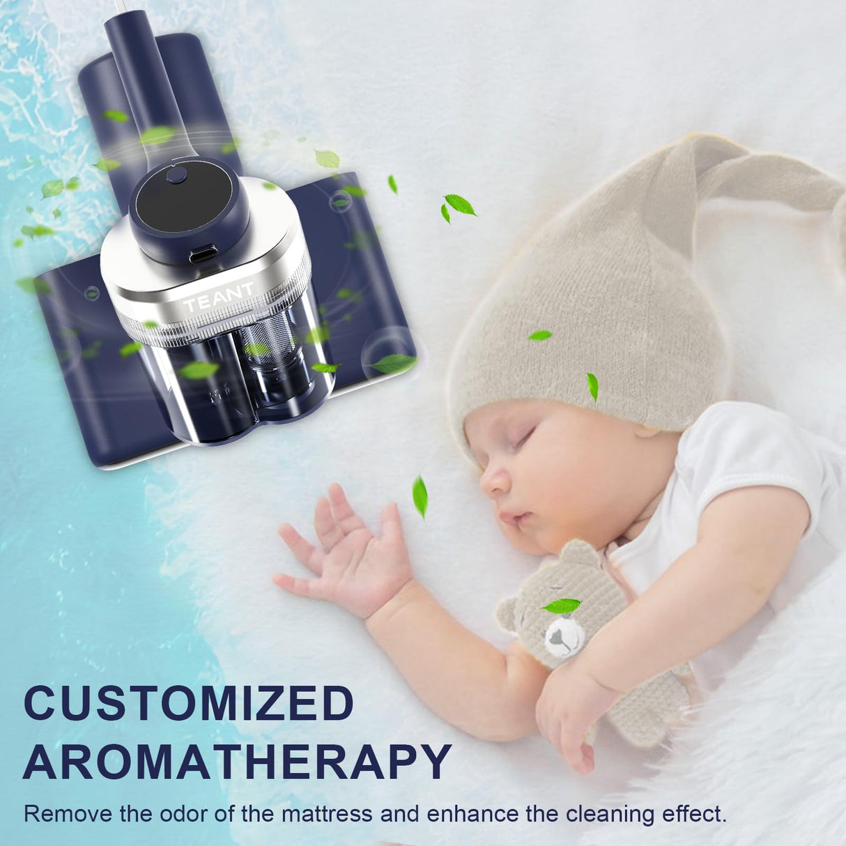Mattress Vacuum Bed Vacuum Cleaner with 253.7nm UV-C Light, 600W & 16Kpa Strong Suction,33000 RPM/Min Tapping, HEPA Filter,149℉ Heat & Ultrasonic & Anion Handheld Vacuum for Bed and Pet Teant