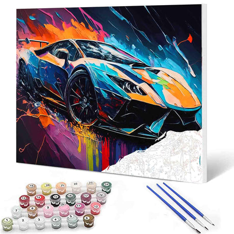 DIY Paint by Numbers,Racing Car,Colorful Canvas Oil Painting Kit for Kids&Adults,16X20 inch Drawing Paintwork Acrylic Pigment,for Car Lovers&Man/Boy's,Home Decor Painting Without Frame Aihonmin