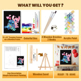 Cartoon Paint by Numbers Kit for Kids with Framed Canvas - with Wooden Easel, Easy Kids Paint by Number Kits Age 8-12, DIY Acrylic Oil Painting Kits with 4 Wooden Brushes Nice Gift Box (12x16 inch) KOJEFCV