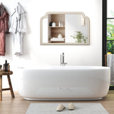 36''x24'' Farmhouse Wood Decorative Wall Mirrors with Beads, Boho Large Wide Arch Mirror for Living Room, Bedroom, Entryway, Fireplace HOITUZYUS