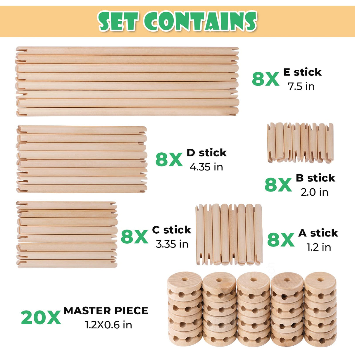NiToy Wooden Building Blocks 60PCS Montessori STEM Toy for Kids 6+, Natural Wood Splicing Joints and Sticks Educational Sensory Tinker Creative 3D Playset Stacking Game NiToy