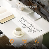 INNOVAR Glass Standing Desk with Drawers, 40 x 24 Inches Electric Height Adjustable Desk, Tempered Glass Top Stand Up Desks for Home and Office, White INNOVAR