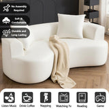 80“ Curved Loveseat for Small Spaces, White Curved Couches for Living room, Compression Sofa in a Box with 2 Pillows, Small Couch for Bedroom with Wide Armrest & Memory Foam, No Assembly Required Thctvous