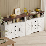 YGEOMER Buffet Cabinet Sideboard Farmhouse Coffee Bar with 3 Drawers and 2 Doors, Wood Kitchen Table Wine Bar Storage Cabinet for Dining Room YGEOMER