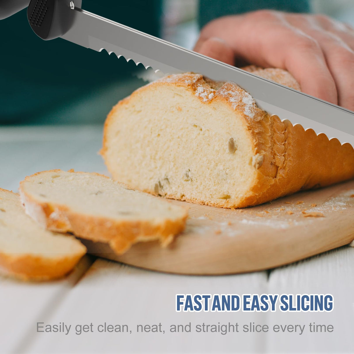 VLOXO Cordless Electric Knife, Electric Knives Rechargeable Bread Knife with Safety Lock Ergonomic Handle Electric Meat Knife for Carving Meat Bread Steak Fish Fillet Cheese Include 2 Blades VLOXO