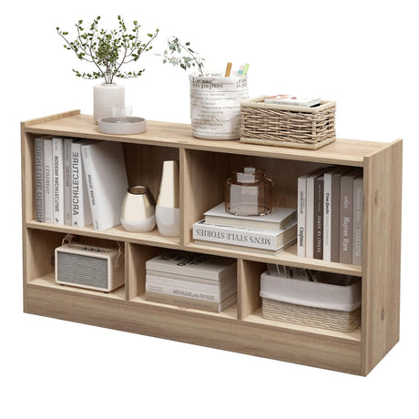 IFANNY 5 Cube Bookcase, 2 Tier Bookshelf Organizer w/Open Compartments, Horizontal Wood Bookshelves & Bookcases with Storage, Modern Book Shelf for Bedroom, Living Room, Play Room (Natural) Generic