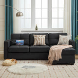 TYBOATLE 88" W Black Faux Leather Sofa Couch L Shaped Sectional Couches for Living Room, Comfy Modular Convertible Sofas w/USB, Home Office Sofa Set with Chaise for Bedroom Small Space TYBOATLE