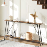 YATINEY 71" Console Table, Narrow Entryway Table, Extra Long Sofa Tables, Industrial Hallway Table for Entryway, 2-Layer Console Sofa Table Behind Couch, Rustic Brown and Black CT18BR YATINEY