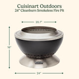 Cuisinart 24” Cleanburn Smokeless Fire Pit with Removable Ash Pan, Portable Outdoor Wood Burning Fireplace, Smoke Free Stainless Steel Outdoor Heater, Enhanced Airflow and Easy Cleanup with Ash Pan Cuisinart