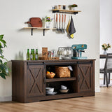 AMERLIFE 66" Farmhouse TV Stand for 75 Inches TVs, Entertainment Center with Sliding Barn Door and Adjustable Shelf & Feet, Console Table with Storage, Reclaimed Barnwood AMERLIFE