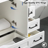 LUCKWIND 36" Bathroom Vanity and Sink Combos, Modern Bathroom Storage Cabinet with Ceramic Sink, Matte Black Faucet and 5 Drawers, Mirror is NOT Included, White LUCKWIND