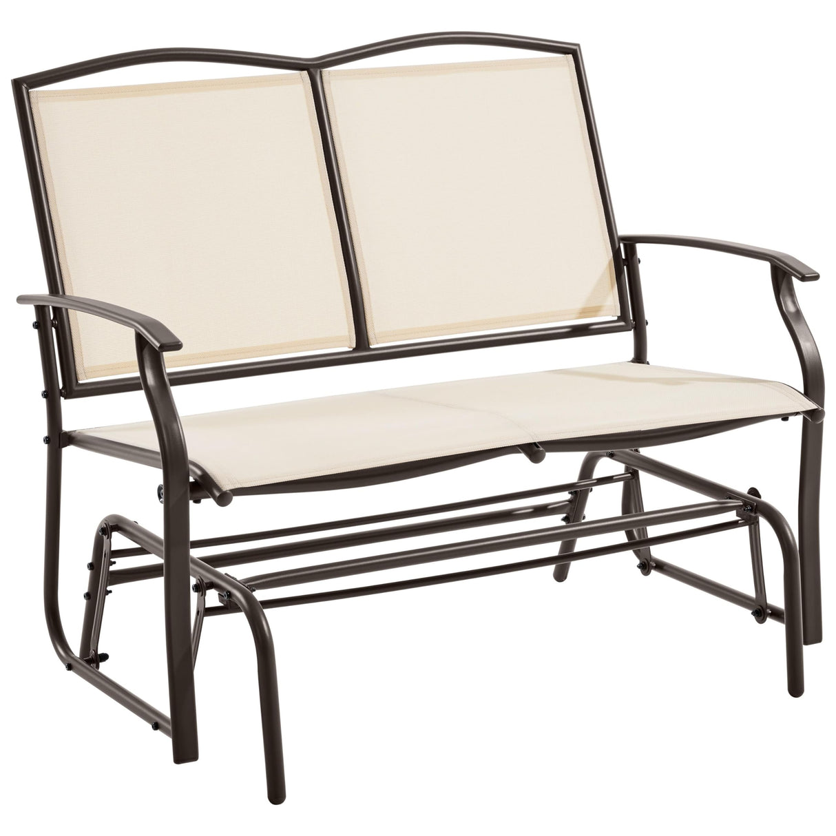 Yaheetech Beige 2-Person Outdoor Glider Bench with Smooth Gliding Mechanism Yaheetech
