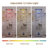 GDJAASJI Glass Display Cabinet with LED Light and Lock, 4-Shelf Curio Cabinets with 5mm Tempered Glass Floor Standing Bookshelf (64" Hx 16.7" W x 14.3" D, White) GDJAASJI