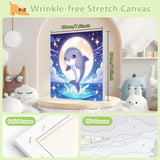 cviokrdu Dolphins Paint by Numbers Kit for Kids with Frame - Wooden Easel, Sea Animals Paint by Numbers for Kids Ages 4 8 12, Easy Acrylic Oil Painting Kits for Home Wall Decoration 8x8 inch cviokrdu