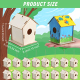 DoubleFill 12 Pcs 4.33" Wooden Bird Houses Bulk for DIY Unfinished Hanging Birdhouse for Crafts Art Wood Toys Class Activity Creative Project Parties Design DoubleFill