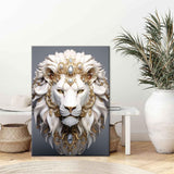 White Lion Canvas Wall Art Wild Animal Portraits Avatar Pictures Painting Decor Modern Large Gold Diamond Beast Posters Prints for Dining Living Room Bedroom Home Decoration Cremooy