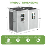 SELLERWE 8x4x6 FT Resin Lean to Shed, Waterproof Outdoor Storage Shed with Floor, Window, Lockable Door & 2 Windows, Tool Shed for Patio Garden, Lawn, Backyard, Dove Grey SELLERWE