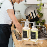 POVTOKA Wood Pedestal Stand, Farmhouse Wood Riser for Bathroom Kitchen Counter, Rustic Wooden Soap Tray for Bottles Candles Plant Display (Natural) POVTOKA