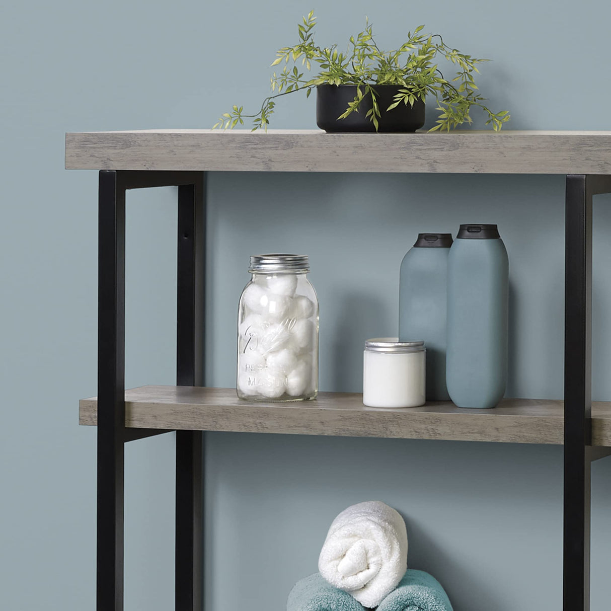 Zenna Home Over The Toilet Storage, Bathroom Storage Organizer with 3 Shelves, Bathroom Space Saver That Fits Above Toilet, Driftwood and Matte Black Frame Zenna Home