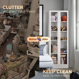 Alvisyd 5 Tier Metal Curio Cabinets, Modern Bookshelf Cabinet with 4 Adjustable Shelves, Cabinet Display Case for Home Office, Living Room, Pantry (White-23.54W) Alvisyd