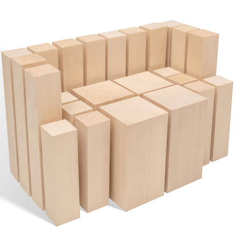 BeaverCraft Basswood Carving Blocks BW24 pcs Whittling Wood Basswood for Carving - Large Wood Carving Blocks 6"х2" Wooden Blocks for Crafts Bass Wood Blank Blocks for Wood Carving - Soft Craft Wood BeaverCraft