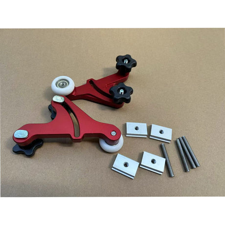Adjustable Table Feather Loc Boards, Dual Bearing Roller Aluminum Alloy Precision Stock Guides for Table Saw Guides, Woodworking Table Saw Safety Device Aluminum Alloy Carpentry Safety Pushing Tools QIZHIMEI