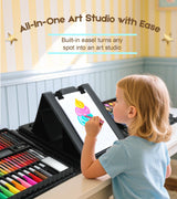237-Piece Kids Art Set with Double-Sided Easel, Painting Kits for Kids Ages 4-8, Non-Toxic Art Supplies for Girls & Boys, Drawing Set with Watercolor, Oil Pastels, resent for Young Artists-Black Color More