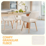 YEEFY Mid Century Modern Dining Chairs Set of 2 & 4 & 6 Comfy Accent Chair Upholstered Kitchen Dining Living Room Chairs for Bedrooms Waiting Room Home Arm Desk Chair No Wheels (Wool White, 2) YEEFY