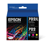 EPSON 702 DURABrite Ultra Ink High Capacity Black & Standard Color Cartridge Combo Pack (T702XL-BCS) Works with WorkForce Pro WF-3720, WF-3730, WF-3733 Epson